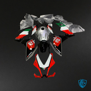 Red, Black, Green, Silver and White