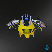 -Yellow, Blue, and White