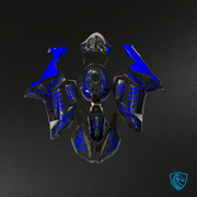 Gloss Black & Blue with Flames