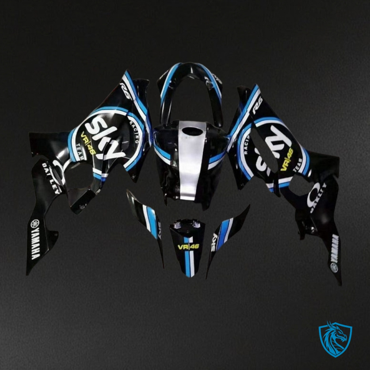 Yamaha YZF R6 (2017-2019) Black & Blue Sky Logo - MERGEment Motorcycle Fairings Kit