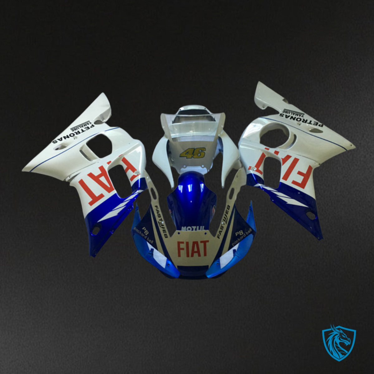 Yamaha YZF R6 (1999-2002) White & Blue Fiat - MERGEment Motorcycle Fairings Kit