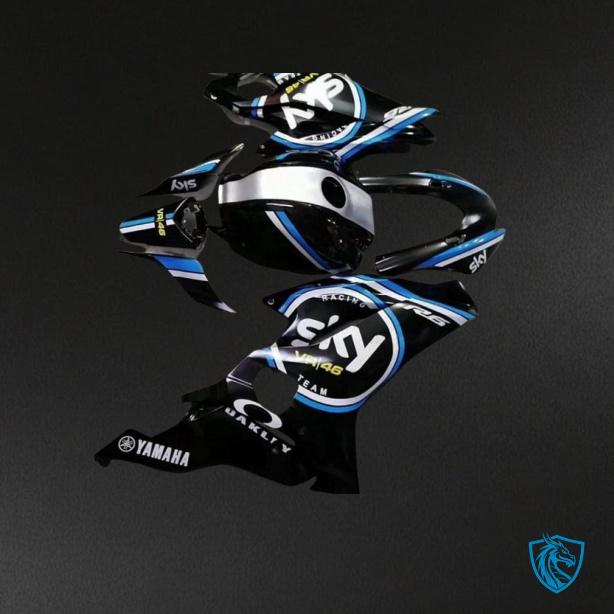 Yamaha YZF R6 (2017-2019) Black & Blue Sky Logo - MERGEment Motorcycle Fairings Kit