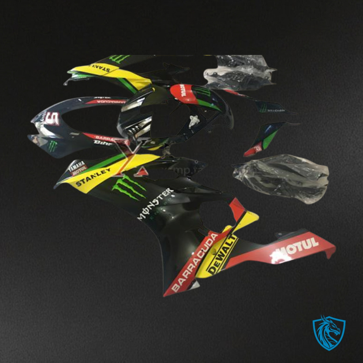 Yamaha YZF R6 (2017-2019) Black & Yellow Monster Logo - Custom ABS Fairing Kit