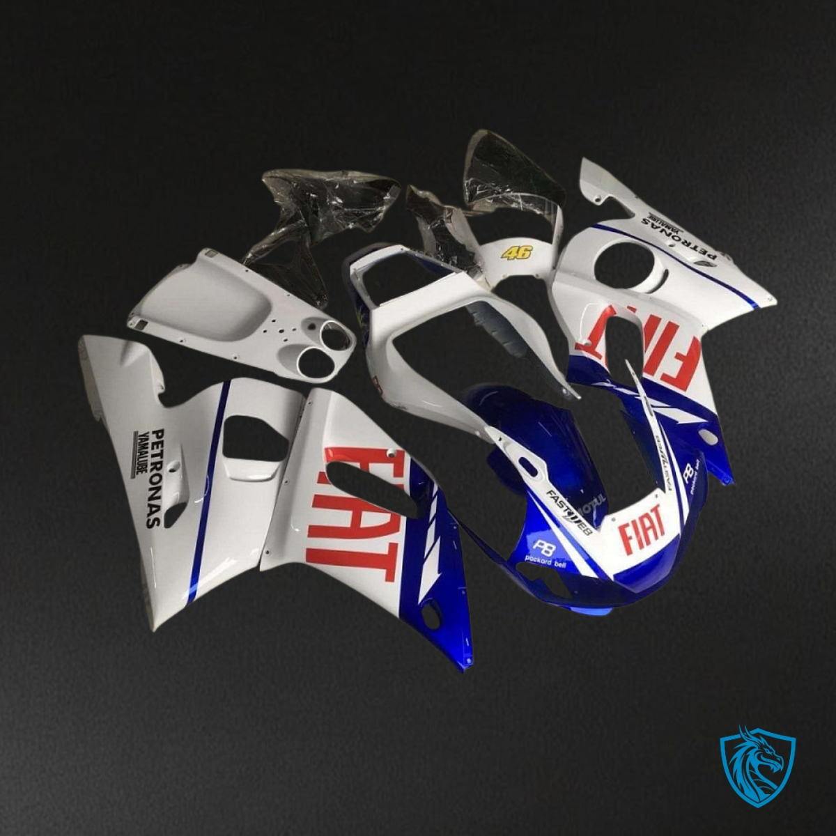 Yamaha YZF R6 (1999-2002) White & Blue Fiat - MERGEment Motorcycle Fairings Kit
