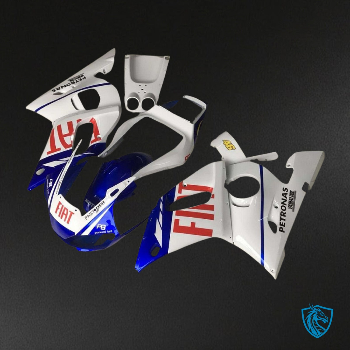 Yamaha YZF R6 (1999-2002) White & Blue Fiat - MERGEment Motorcycle Fairings Kit