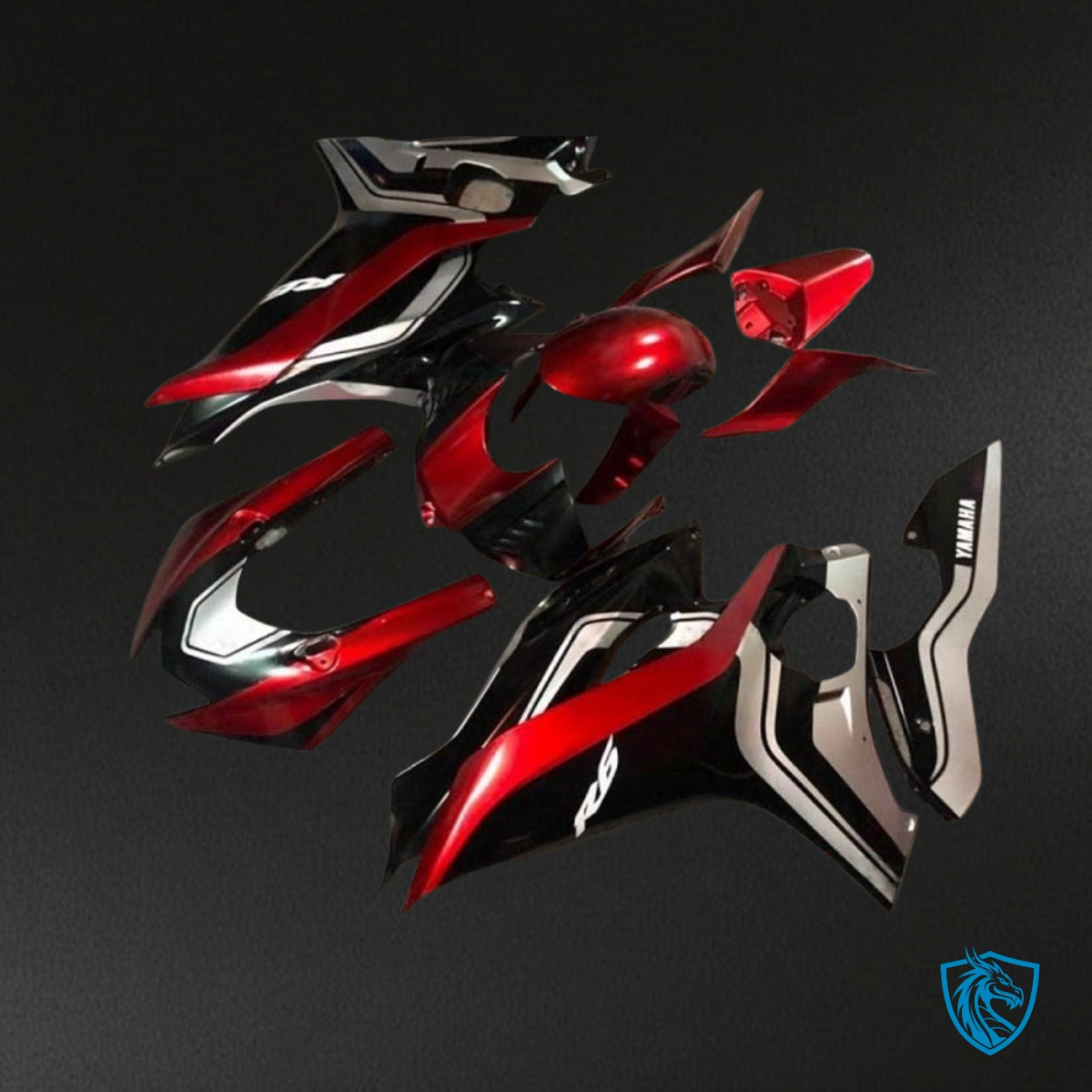 Yamaha YZF R6 (2017-2019) Black, Red & White Logo Fairing Kit | ABS Bodywork