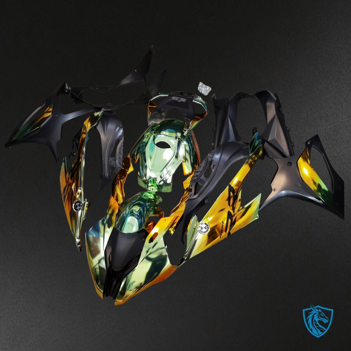 BMW S1000RR (2019-2020) Yellow, Black & Gold Chemical metallization - Custom ABS Fairing Kit