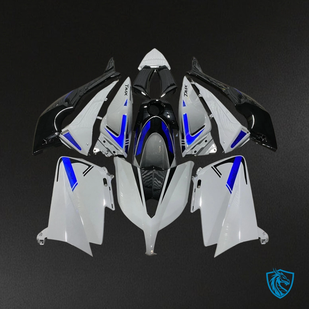 Yamaha TMAX530 (2012-2014) White, Black & Blue - Custom ABS Fairing Kit
