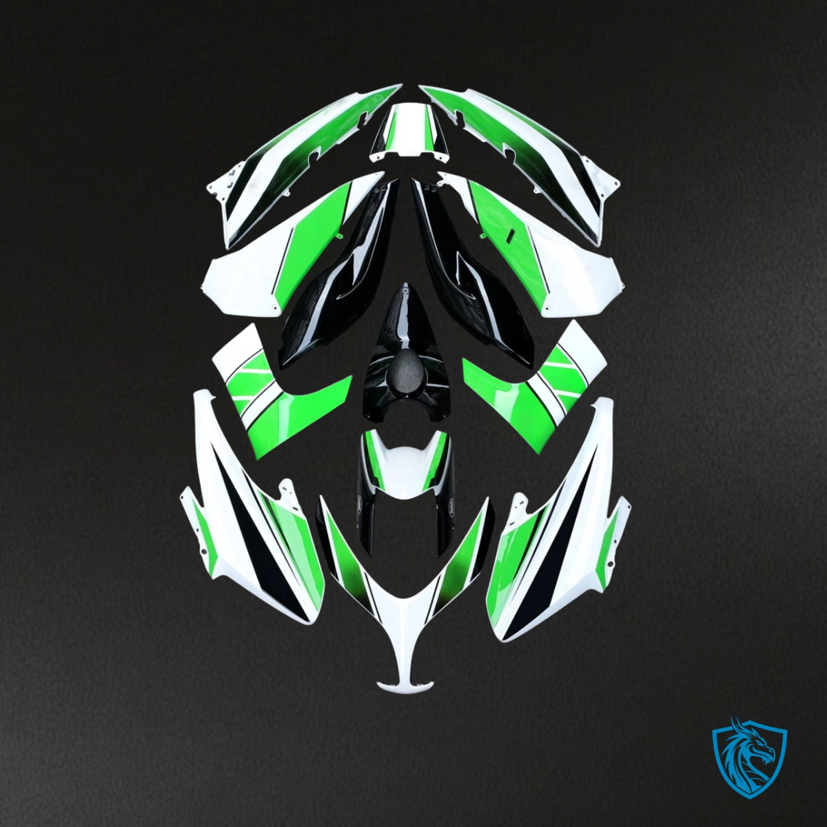 Yamaha XP500 (2008-2011) White, Black & Green Fairing Kit - Aftermarket ABS Bodywork