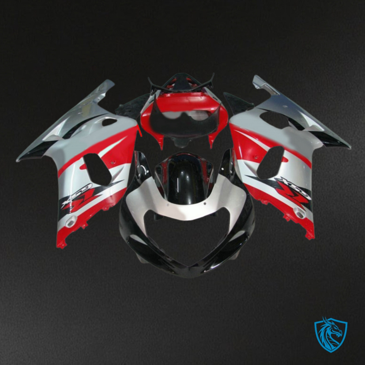 Suzuki GSXR600/750 (2001-2003) Silver, Black & Red Fairing Kit - Aftermarket ABS Bodywork
