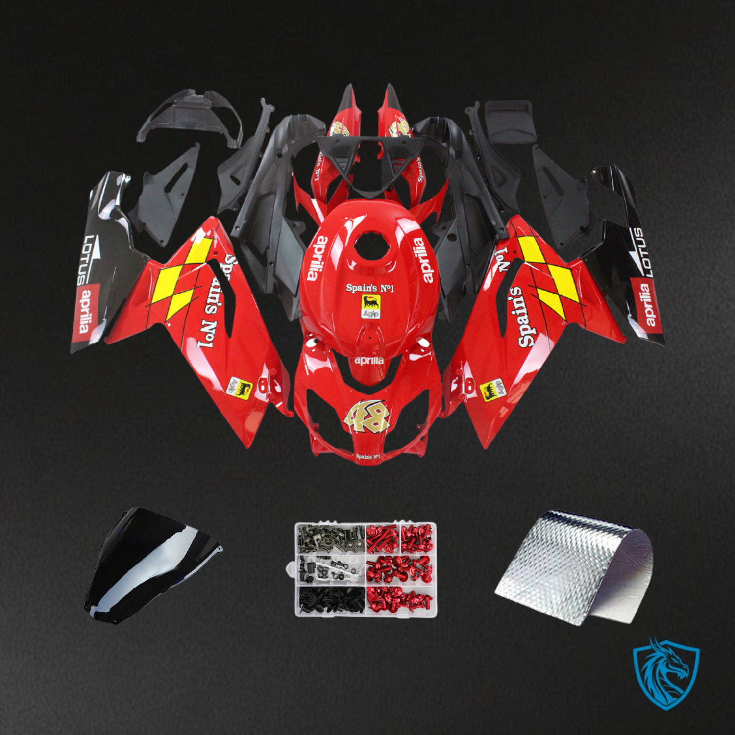 Aprilia RS 125 (2006-2011) Red, Black & Yellow Spain’s No.1 Replacement Motorcycle Fairings Kit - Aftermarket ABS Bodywork