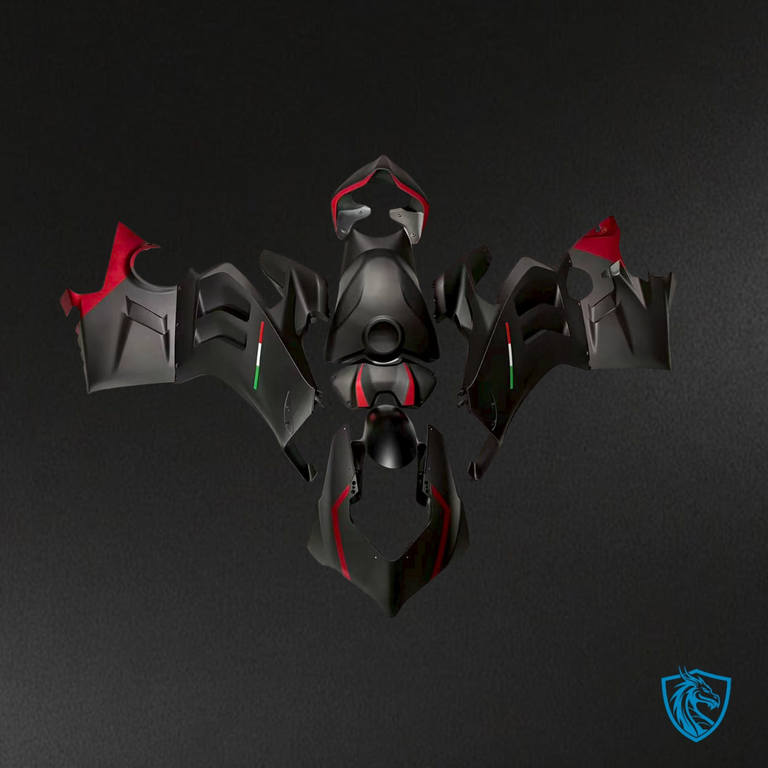 Ducati Panigale V2 2020-2024 Gloss Red and Black Carbon Fiber Style ABS Fairing Kit - view 1
