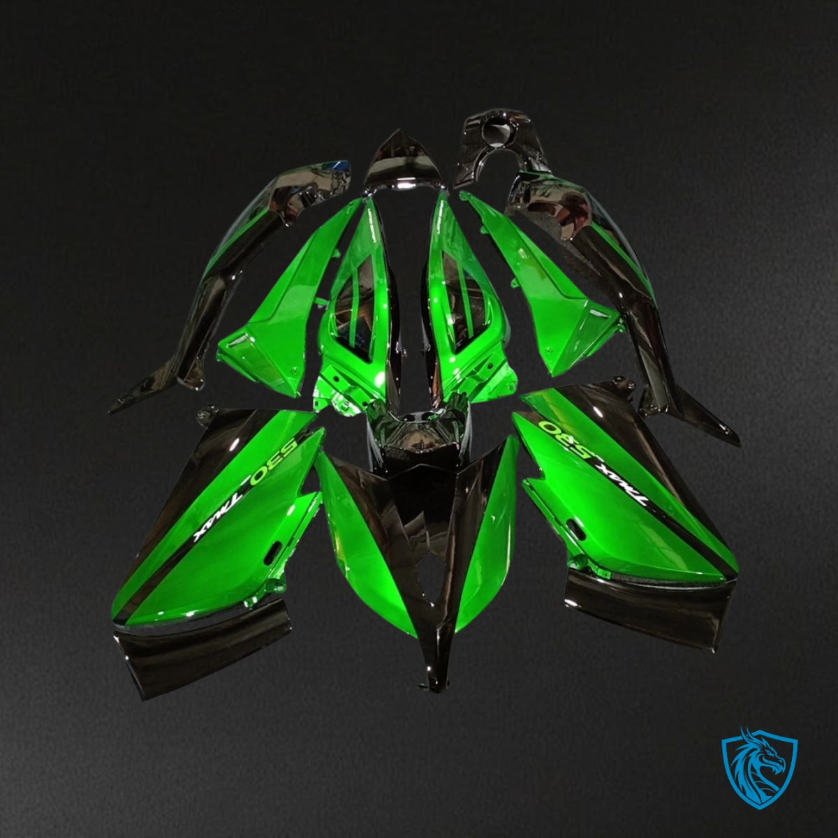 Yamaha TMAX530 (2012-2014) Green & Glossy Black Fairing Kit - Aftermarket ABS Bodywork