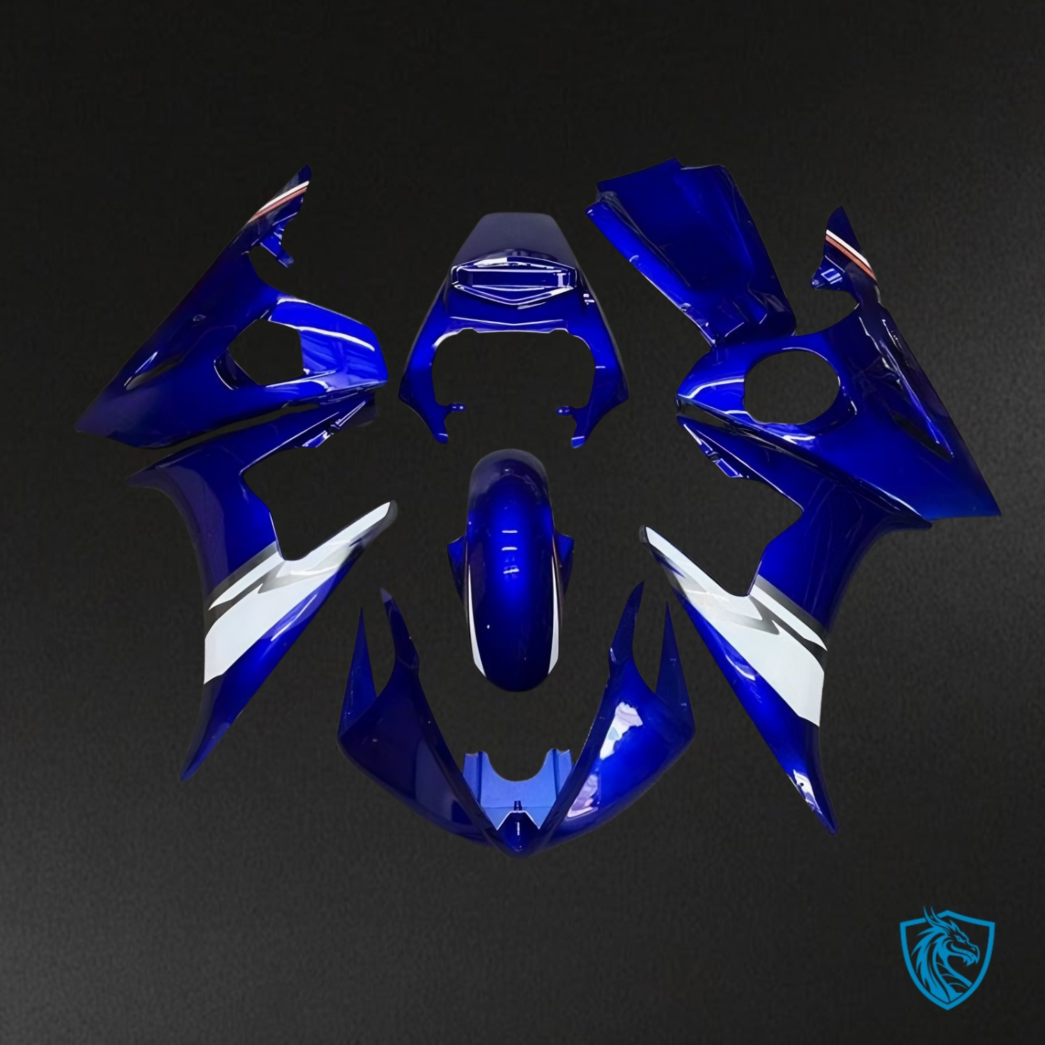 Yamaha R6 (2003-2004) Gloss Blue with White Fairing Kit - ABS Bodywork