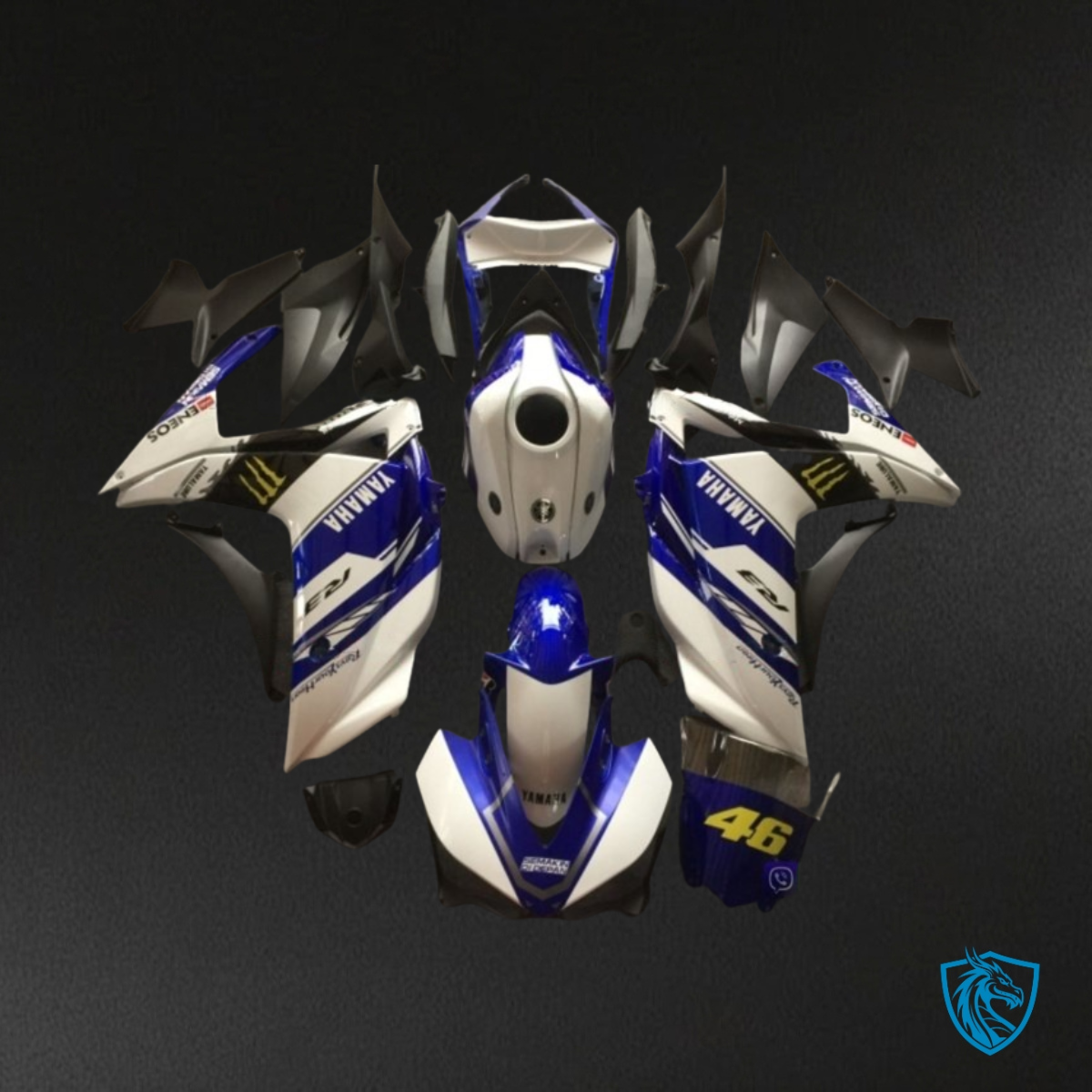 Yamaha YZF R3R25 (2015-2018) Gloss White, Black & Blue Fairings Kit - Aftermarket ABS Bodywork
