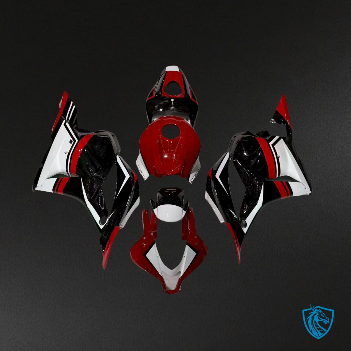 Honda CBR600RR (2009-2012) Gloss Red, Black & White Fairings Kit - Aftermarket ABS Bodywork