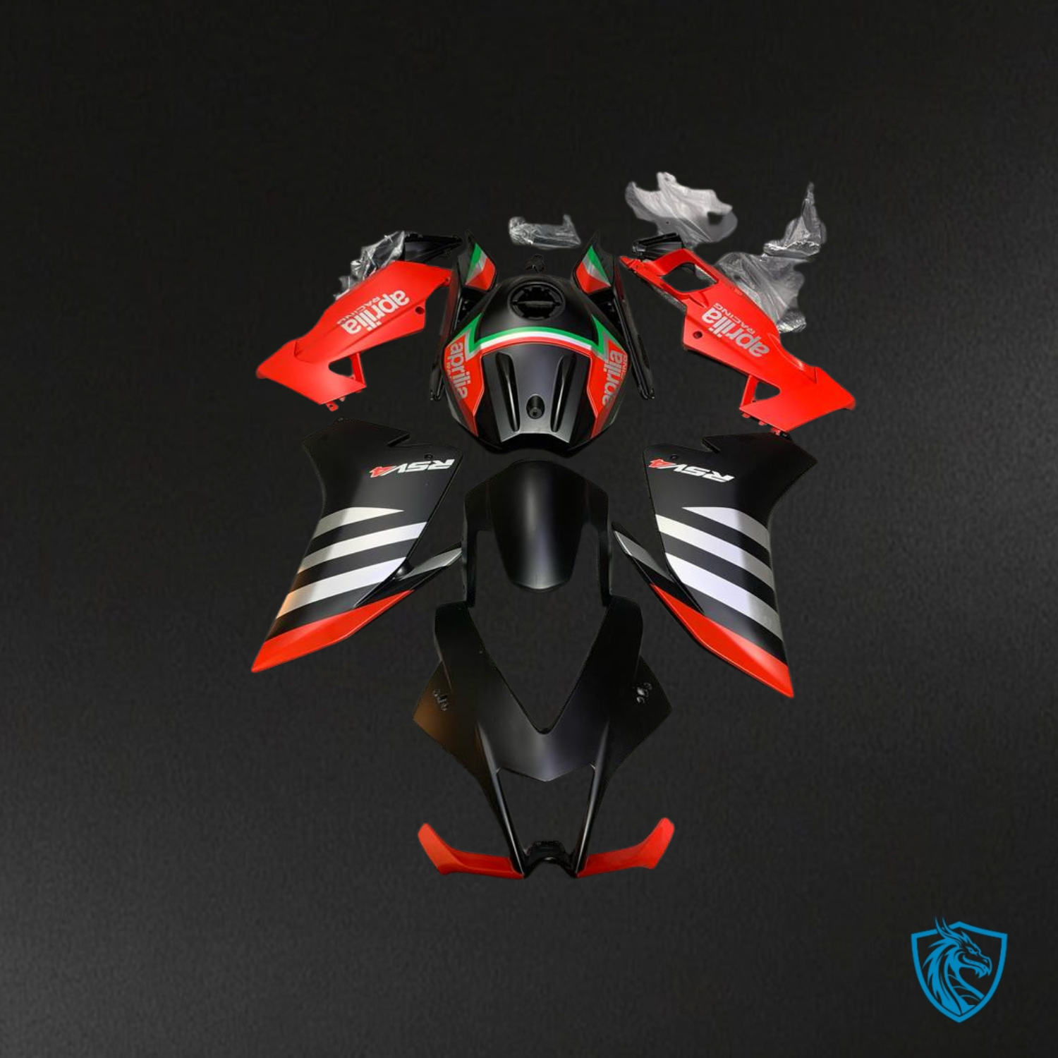 Aprilia RS4 125 (2012-2016) Black, Silver & Red Replacement Motorcycle Fairings Kit – Aftermarket ABS Bodywork