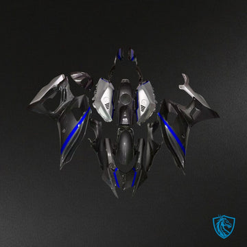 Yamaha R7 (2021-2025) Gloss Black, Silver & Blue Carbon Fiber Style - Custom ABS Fairing Kit