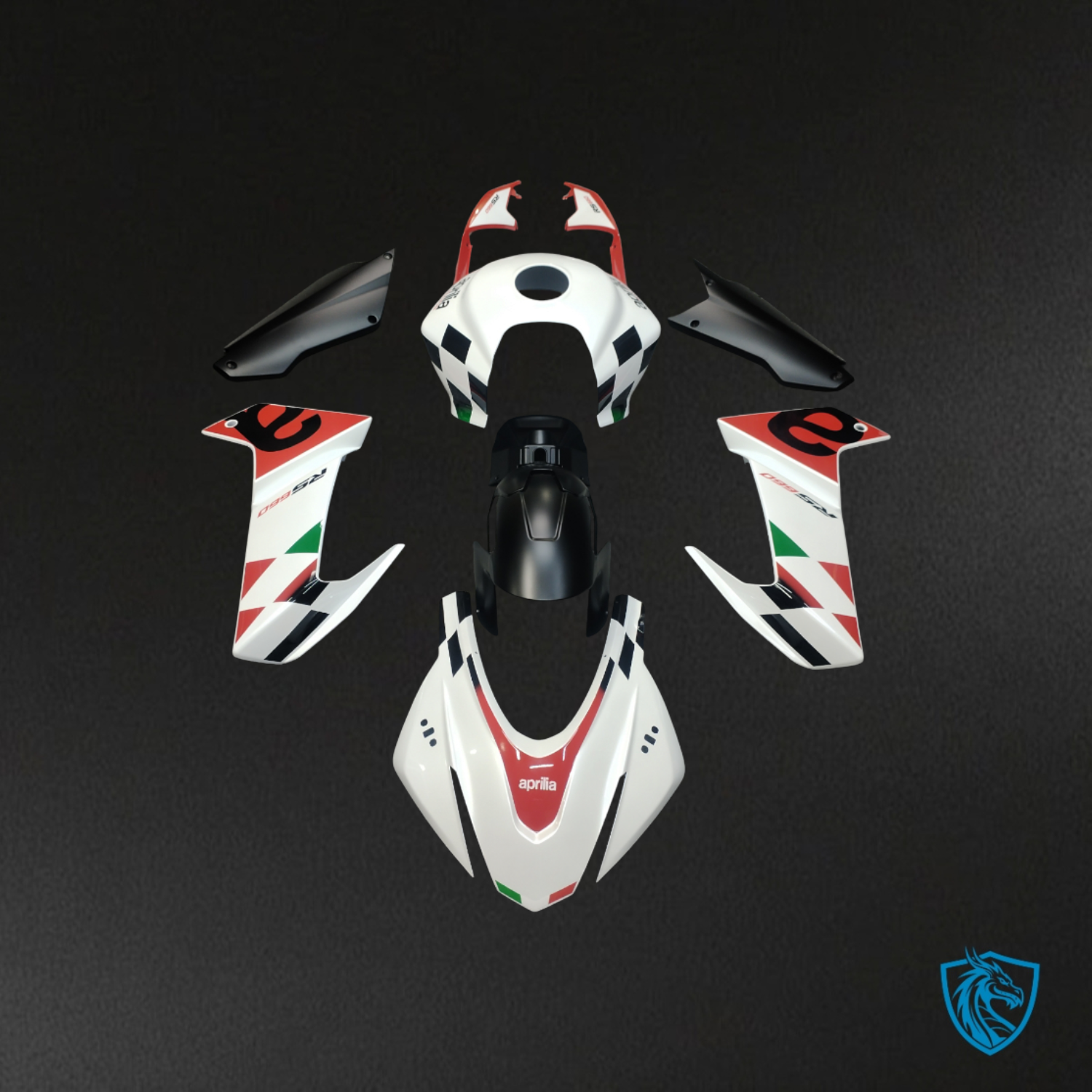 Aprilia RS660 (2020-2024) White, Red, Black and Green Fairing Kit - Aftermark ABS Bodywork