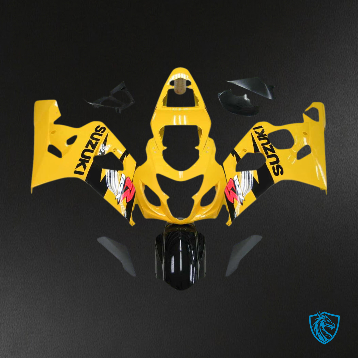 Suzuki GSXR600/750 (2004-2005) Yellow & Black Fairing Kit - Aftermarket ABS Bodywork