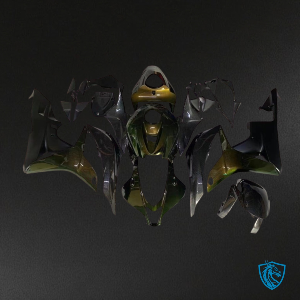 Honda CBR600RR (2007-2008) Black & Gold - Custom ABS Fairing Kit