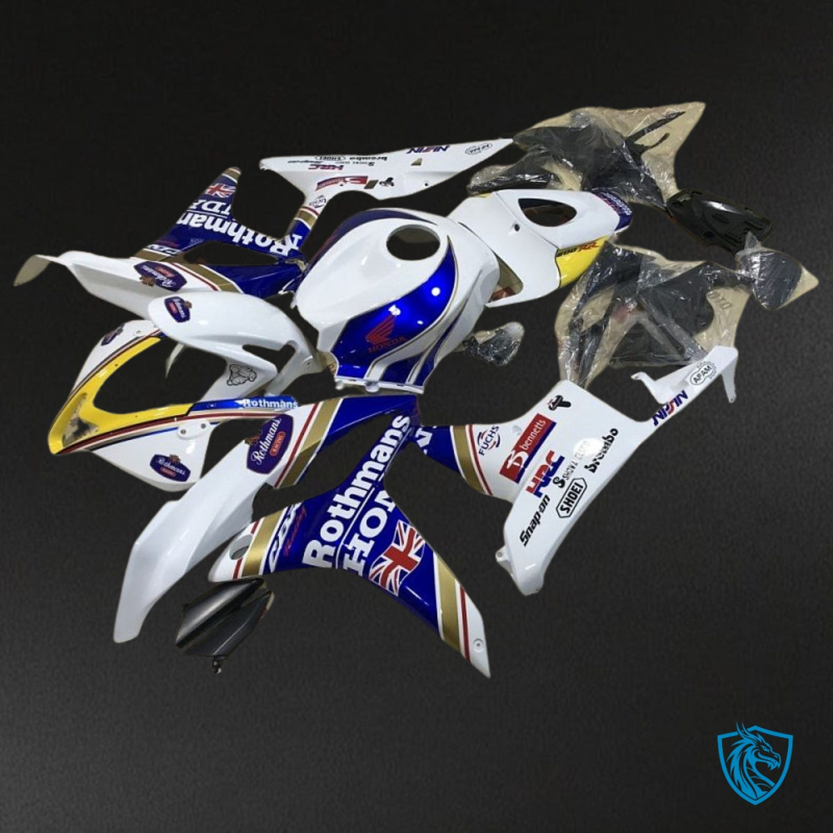 Honda CBR600RR (2007-2008) White, Yellow & Blue Fairing Kit - Aftermarket ABS Bodywork