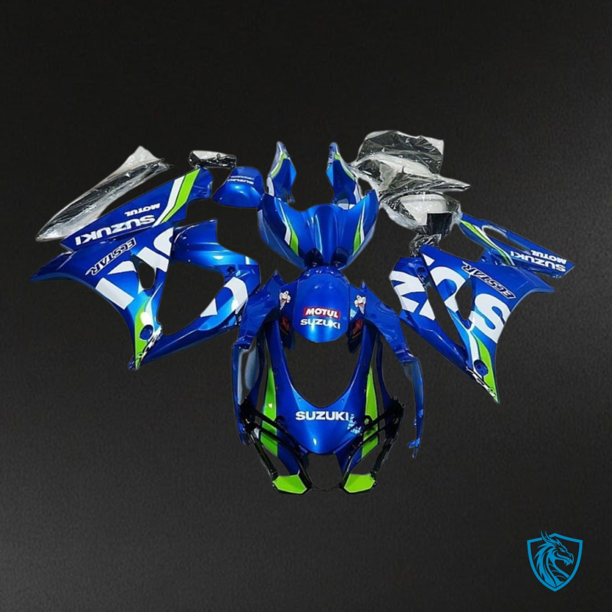 Suzuki GSXR1000 (2017-2020) Blue, White & Green - Custom ABS Fairing Kit