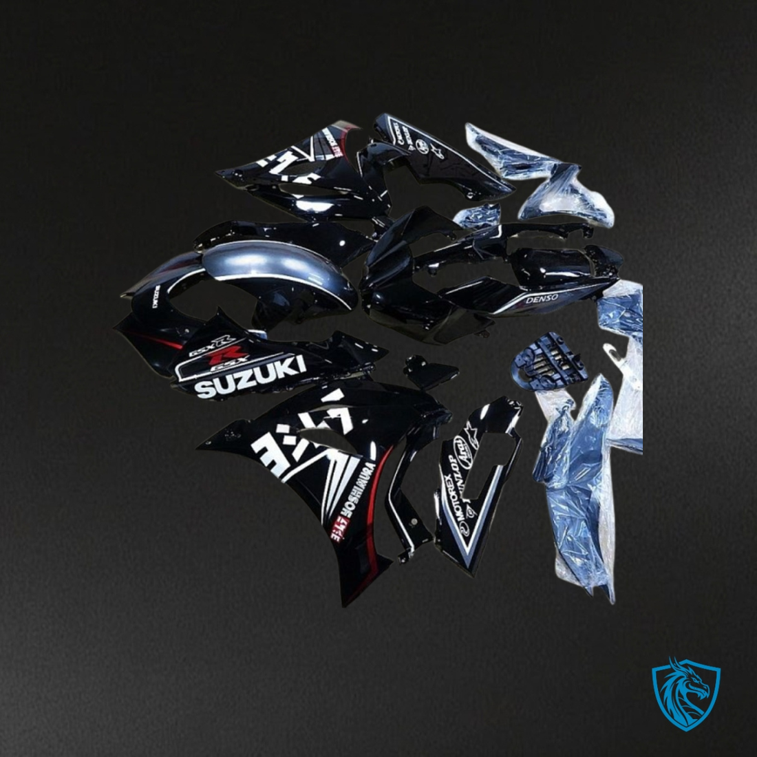 Suzuki GSXR1000 (2017-2020) Glossy Black & White - Custom ABS Fairing Kit