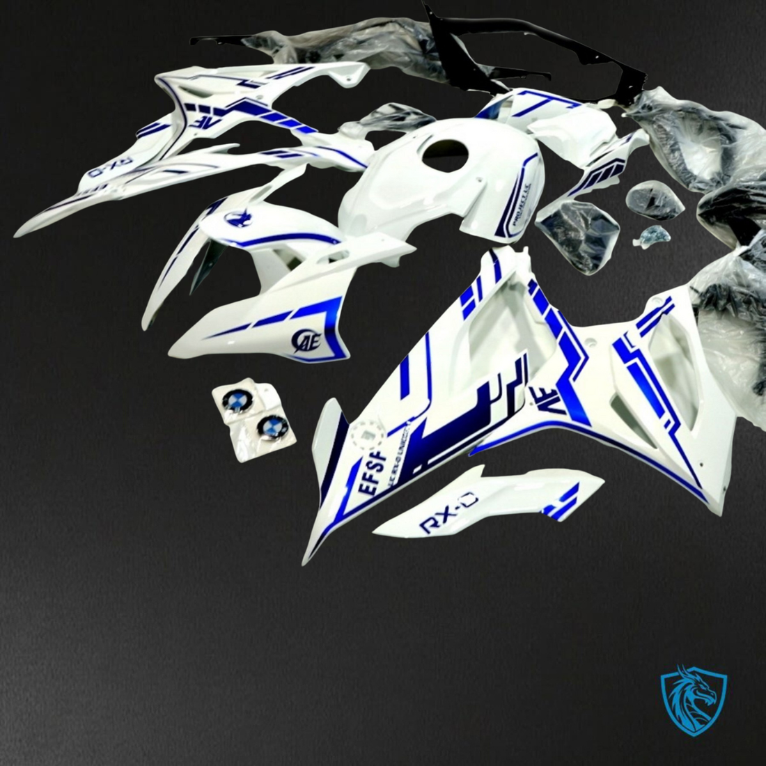BMW S1000RR (2019-2020) White & Blue Stripes ABS Bodywork - Fairings Kit