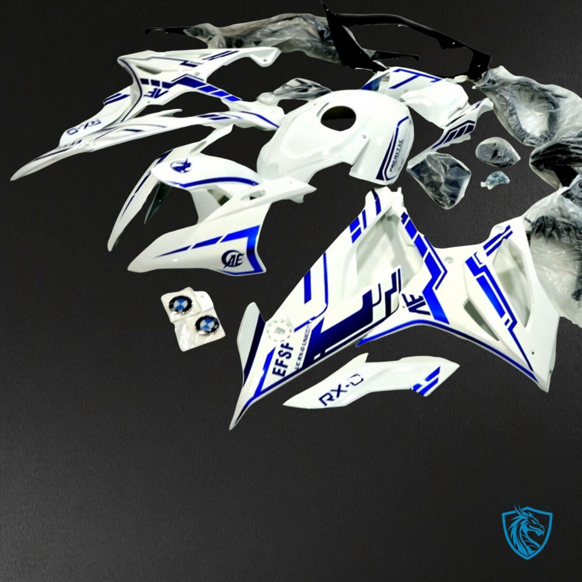 BMW S1000RR (2019-2020) White & Blue Stripes ABS Bodywork - Fairings Kit
