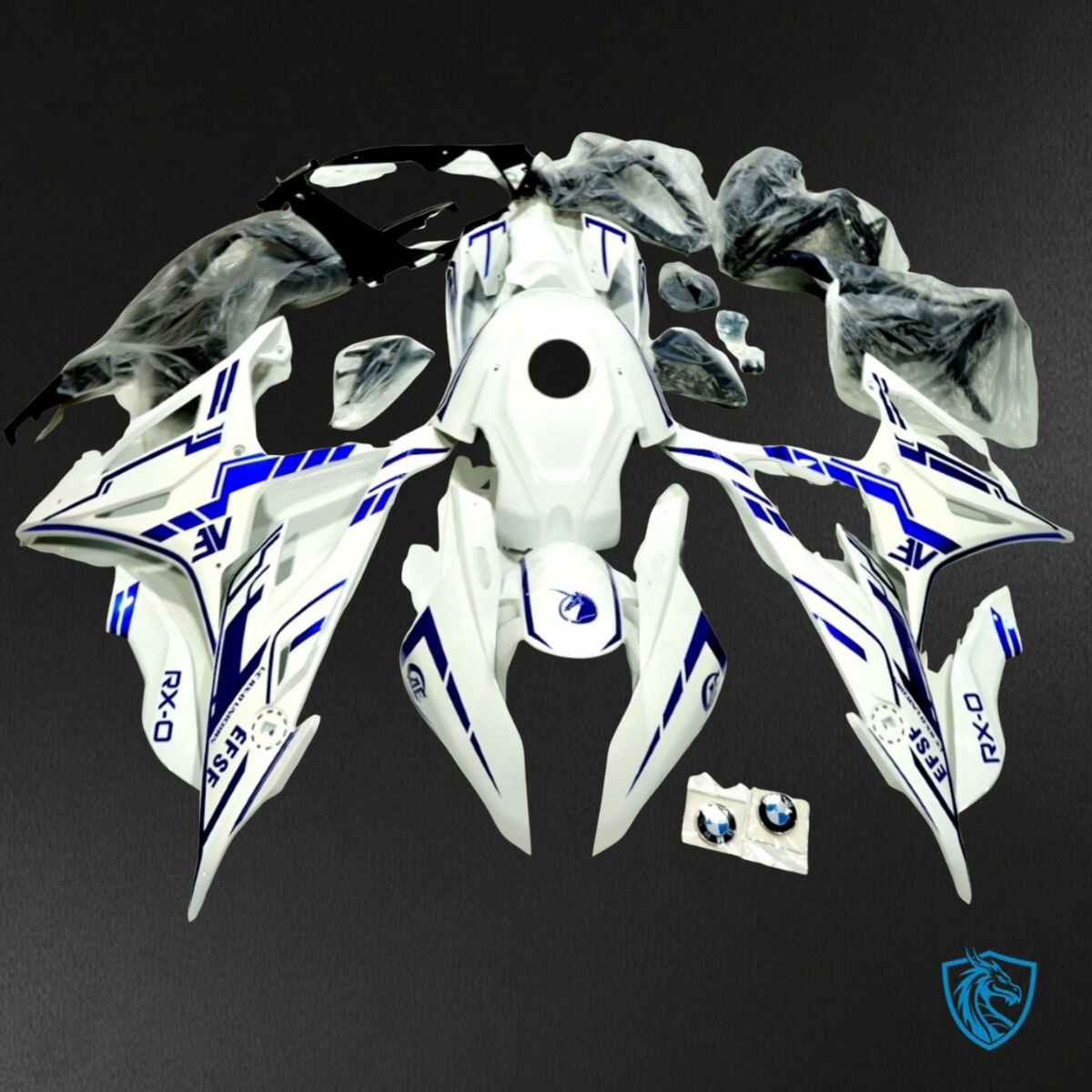 BMW S1000RR (2019-2020) White & Blue Stripes ABS Bodywork - Fairings Kit