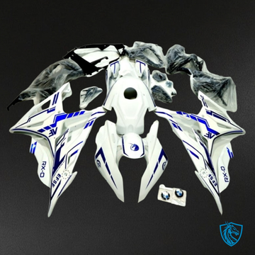 BMW S1000RR (2019-2020) Blue & White with Stripes Fairing Kit - Aftermarket ABS Bodywork