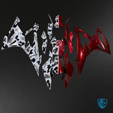 BMW S1000RR (2019-2020) Glossy Red, Gray & Black Camo - Replacement Motorcycle Fairings Kit