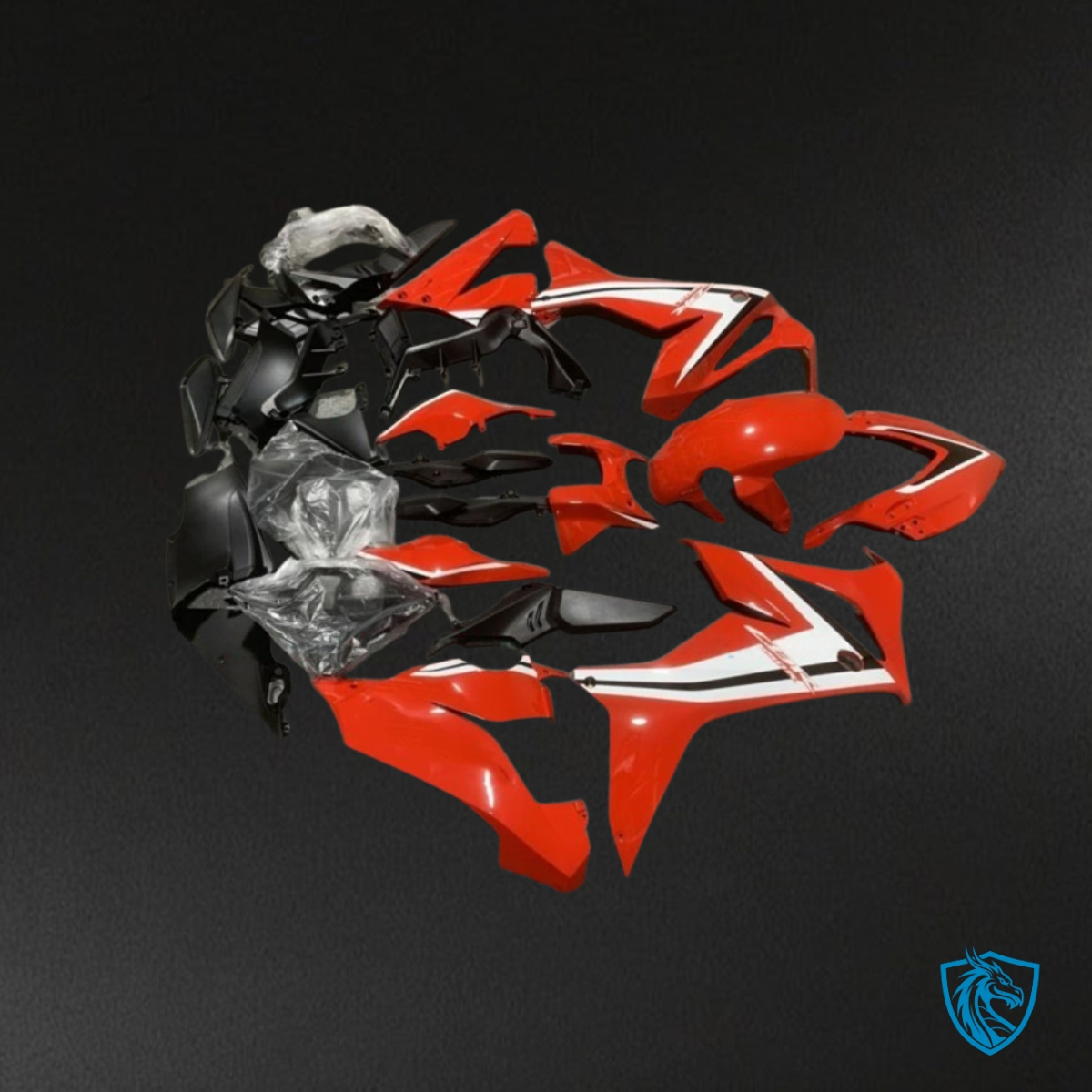 Honda CBR650R (2019-2020 ) Gloss - Black, Red & White Fairings Kit - Aftermarket ABS Bodywork