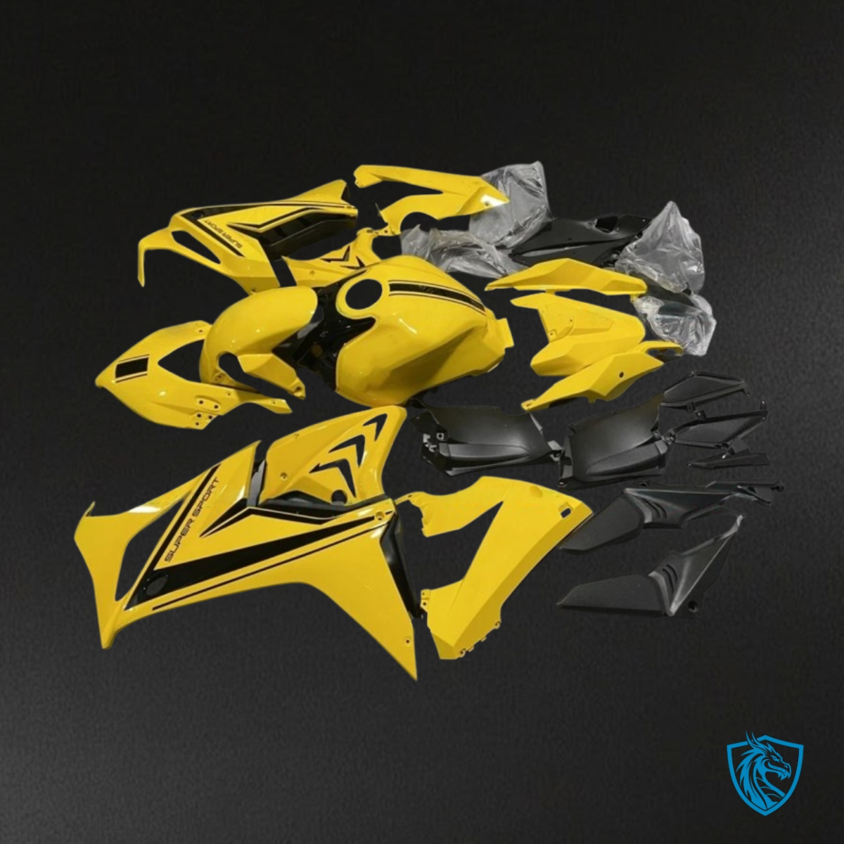 Honda CBR650R (2019-2020) Gloss Black & Yellow - Custom ABS Fairing Kit