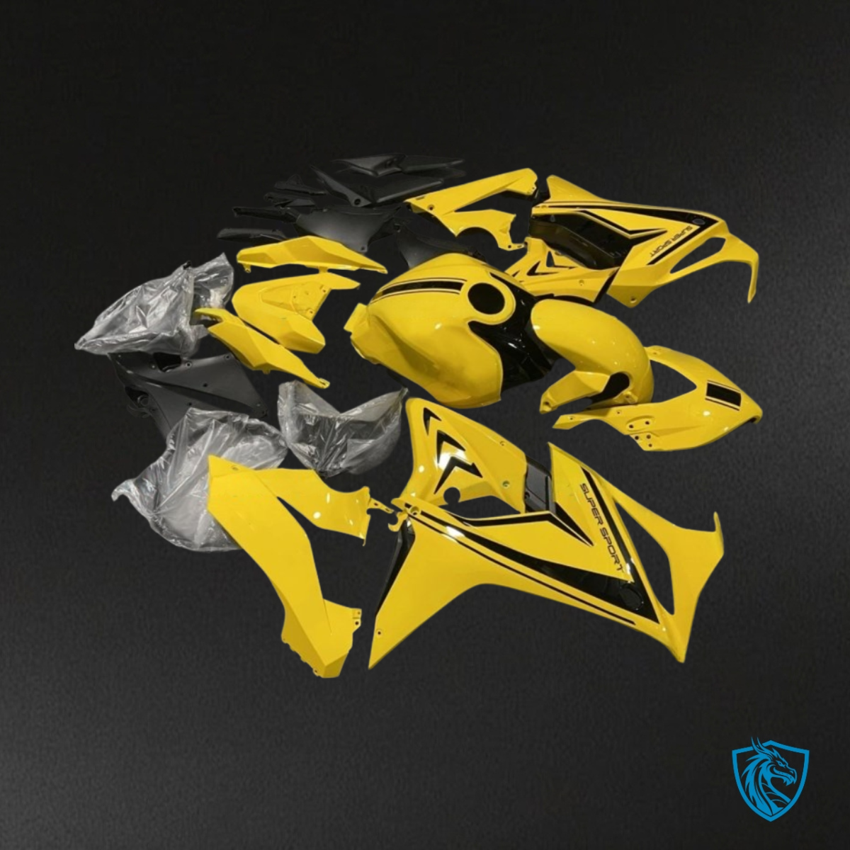 Honda CBR650R (2019-2020) Gloss Black & Yellow - Custom ABS Fairing Kit