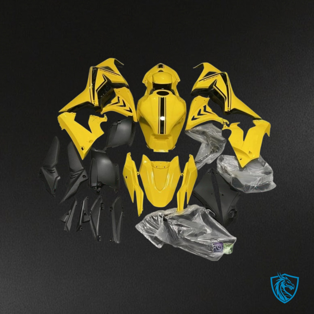 Honda CBR650R (2019-2020) Gloss Black & Yellow - Custom ABS Fairing Kit