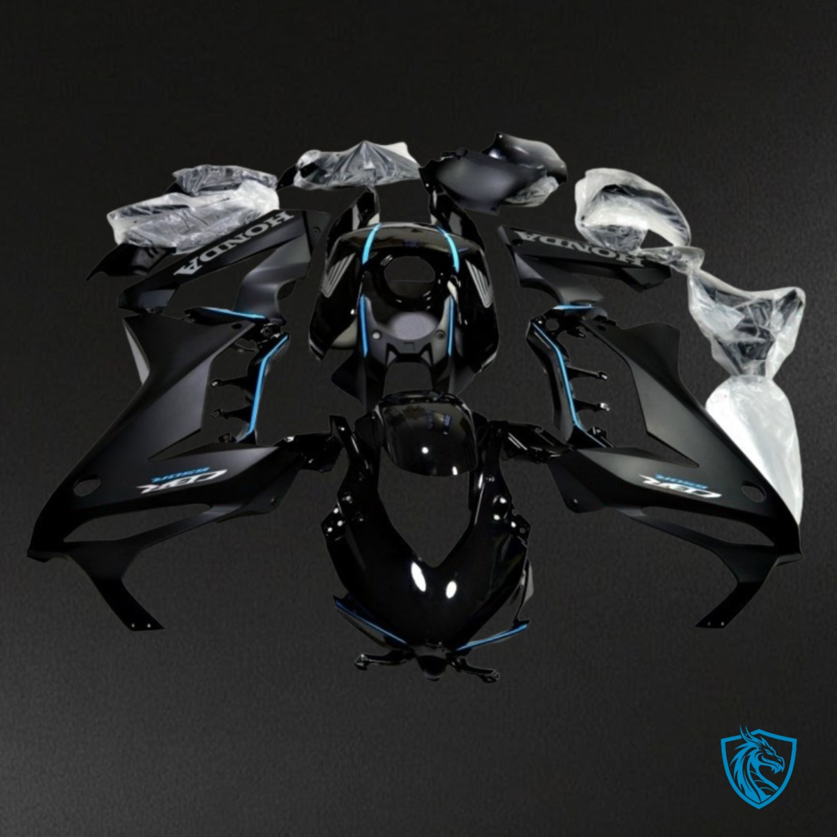 Honda CBR650R (2019-2020) Glossy Black & Blue Fairings Kit - Aftermarket ABS Bodywork