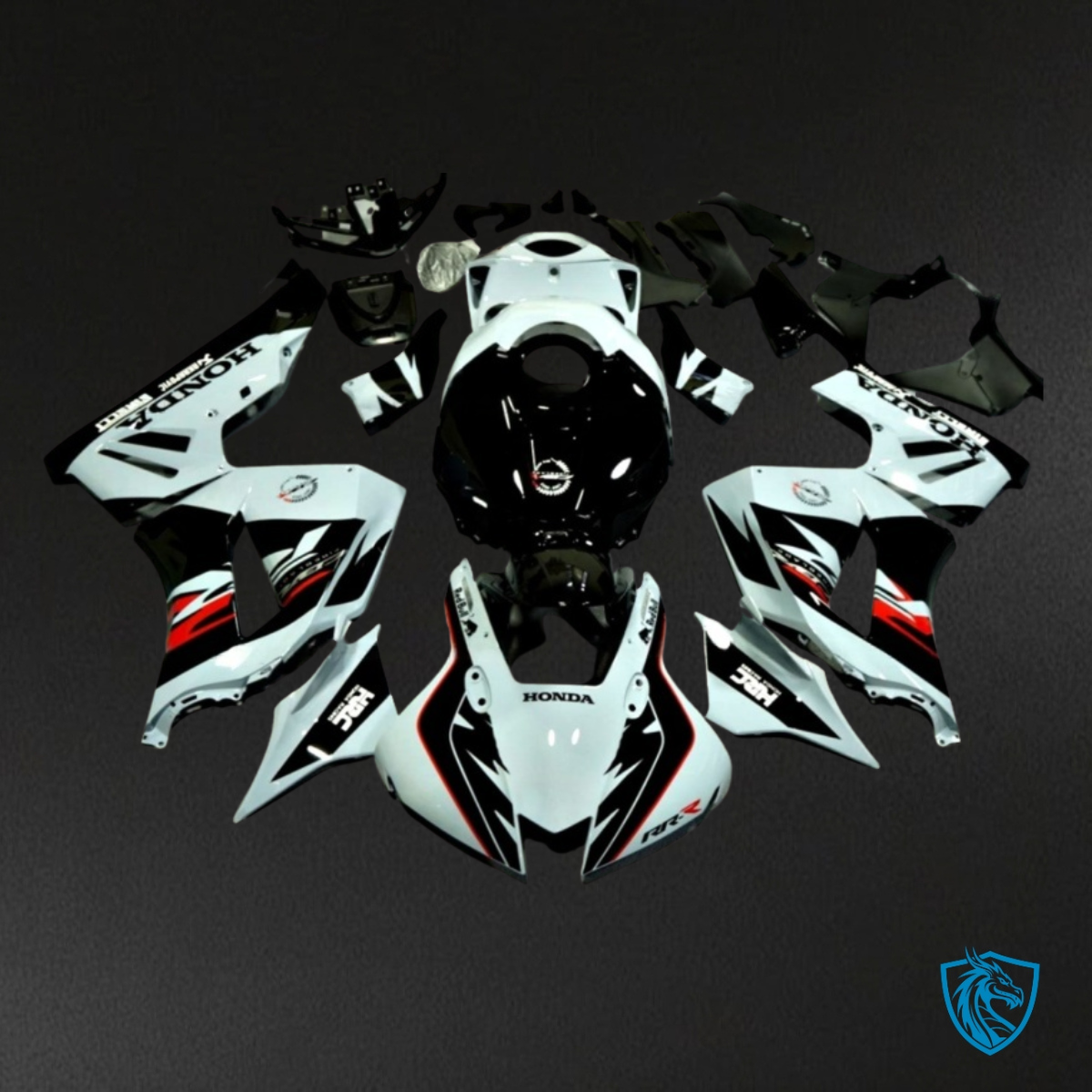 Honda CBR600RR (2020-2021) Gloss Black & White - MERGEment Motorcycle Fairings Kit