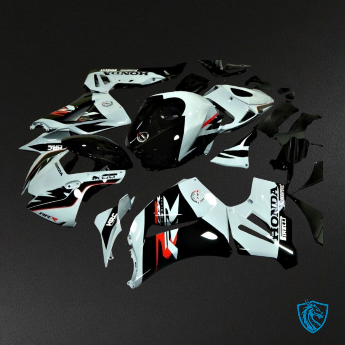 Honda CBR600RR (2020-2021) Gloss Black & White - MERGEment Motorcycle Fairings Kit