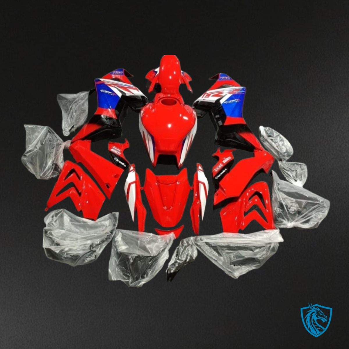 Honda CBR650R (2021-2023) Gloss Blue, Black, White & Red - Custom ABS Fairing Kit