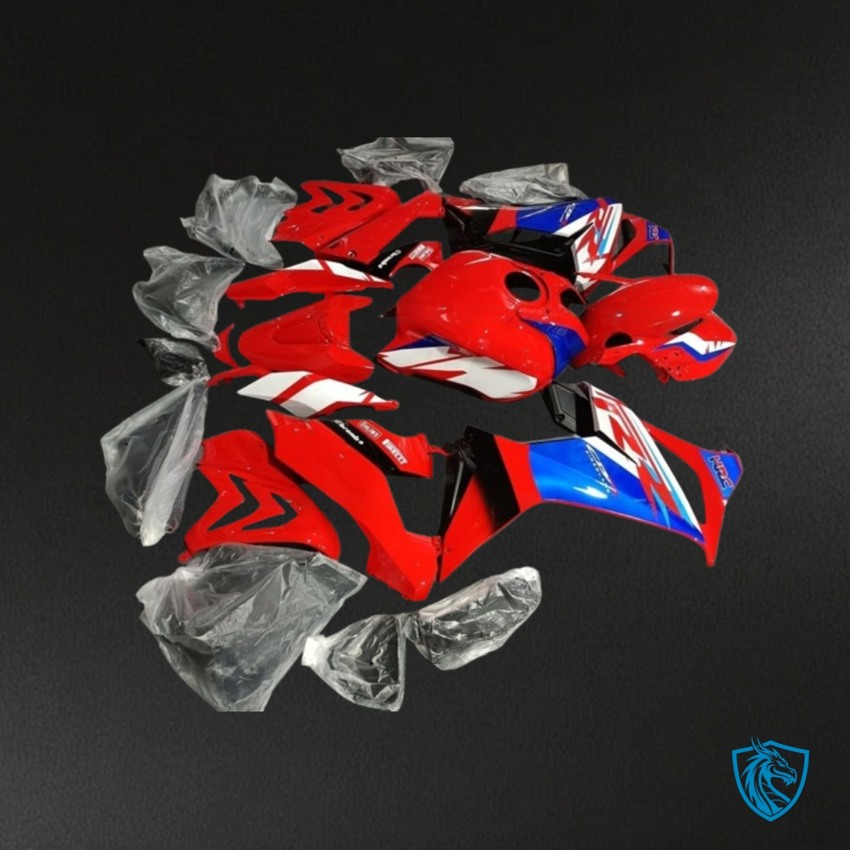 Honda CBR650R (2021-2023) Gloss Blue, Black, White & Red - Custom ABS Fairing Kit