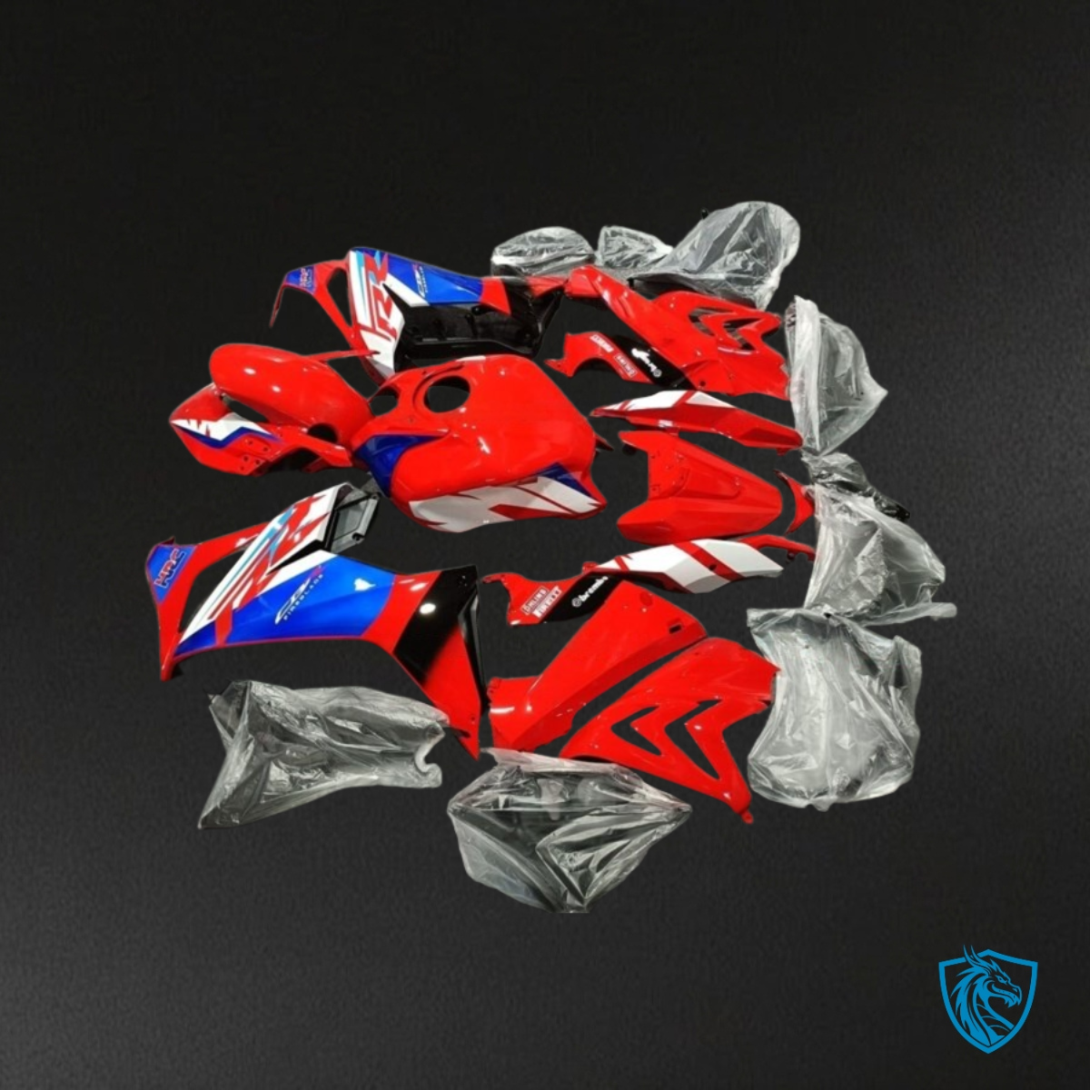 Honda CBR650R (2021-2023) Gloss Blue, Black, White & Red - Custom ABS Fairing Kit