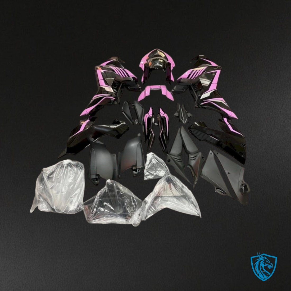 Honda CBR650R (2021-2023) Gloss Black & Pink Fairings Kit - Aftermarket ABS Bodywork