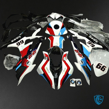 BMW S1000RR (2023) Red, Blue, Black & White Fairings Kit - Aftermarket ABS Bodywork