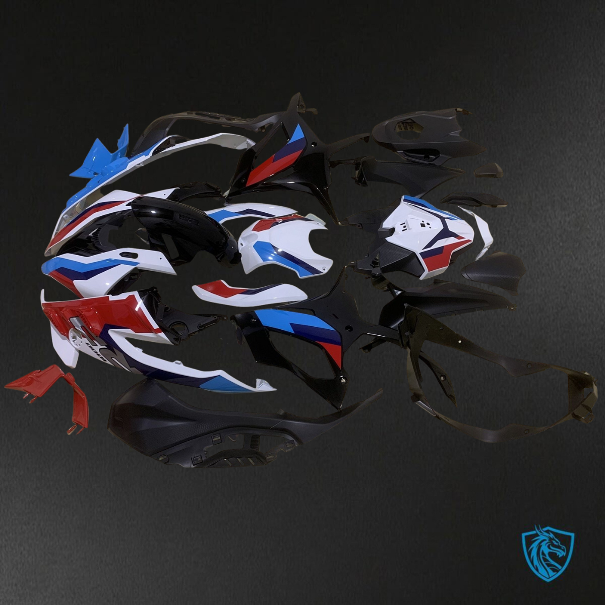 BMW S1000RR (2023) White, Black, Blue & Red ABS Bodywork - Fairings Kit