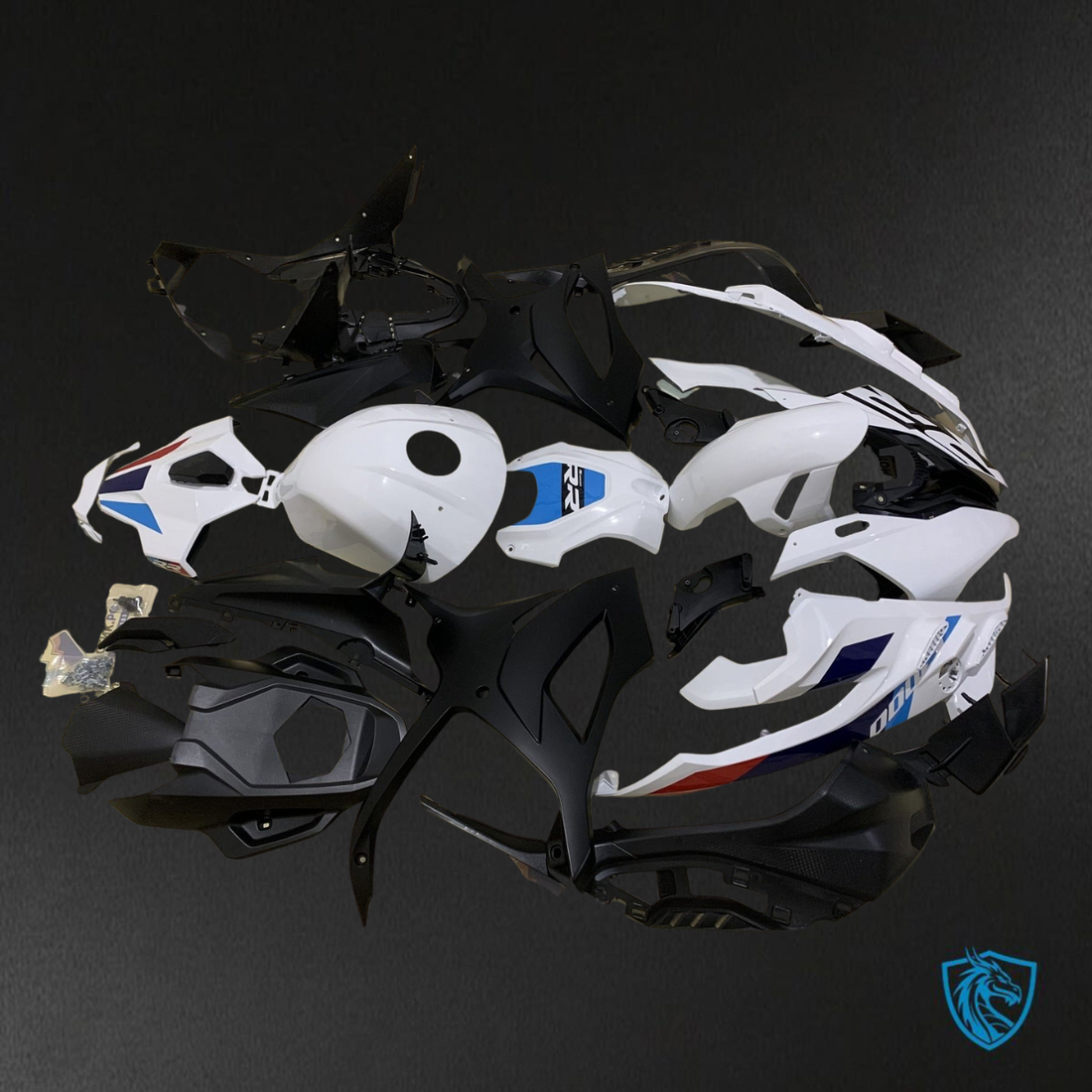 BMW S1000RR (2023) White, Black, Red & Blue - Replacement Motorcycle Fairings Kit