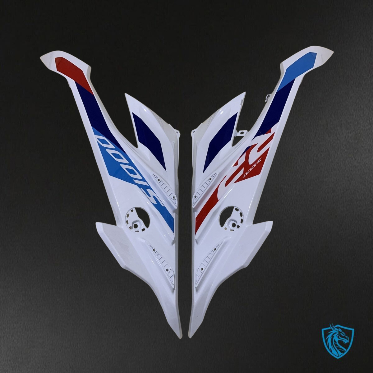 BMW S1000RR (2023) White, Black, Red & Blue Fairings Kit - Aftermarket ABS Bodywork