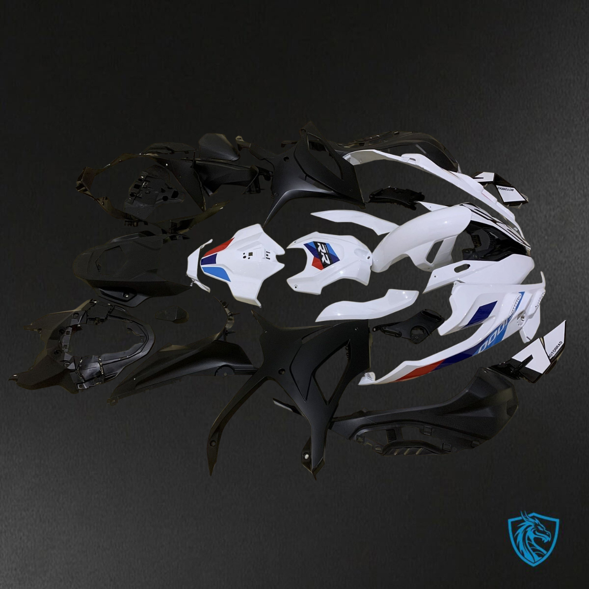 BMW S1000RR (2023) White, Black, Red & Blue Fairings Kit - Aftermarket ABS Bodywork