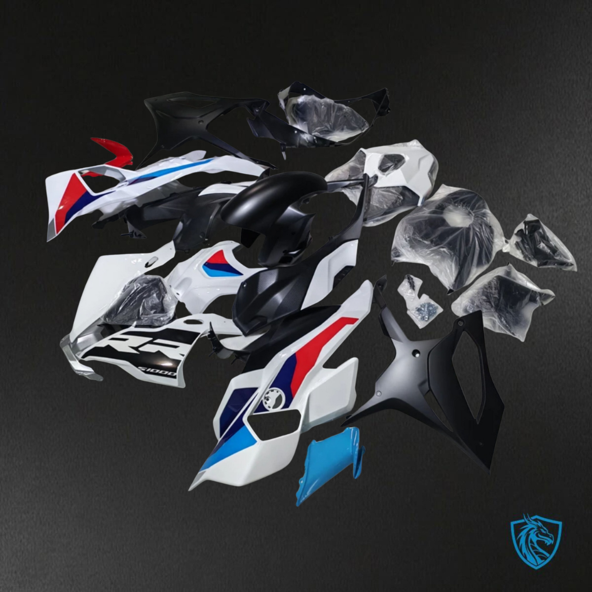 BMW S1000RR (2025) Whit, Black, Blue & Red Fairings Kit - Aftermarket ABS Bodywork